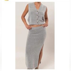 Gray Knit vest and Maxi Skirt set